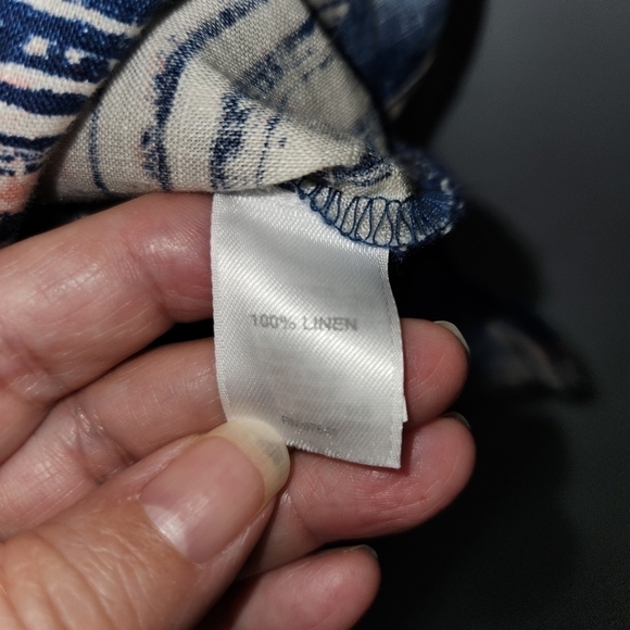 J Jill Pure Jill Petite Medium Sleeveless Tunic Top Lotus Floral Blue Pink - Picture 4 of 6